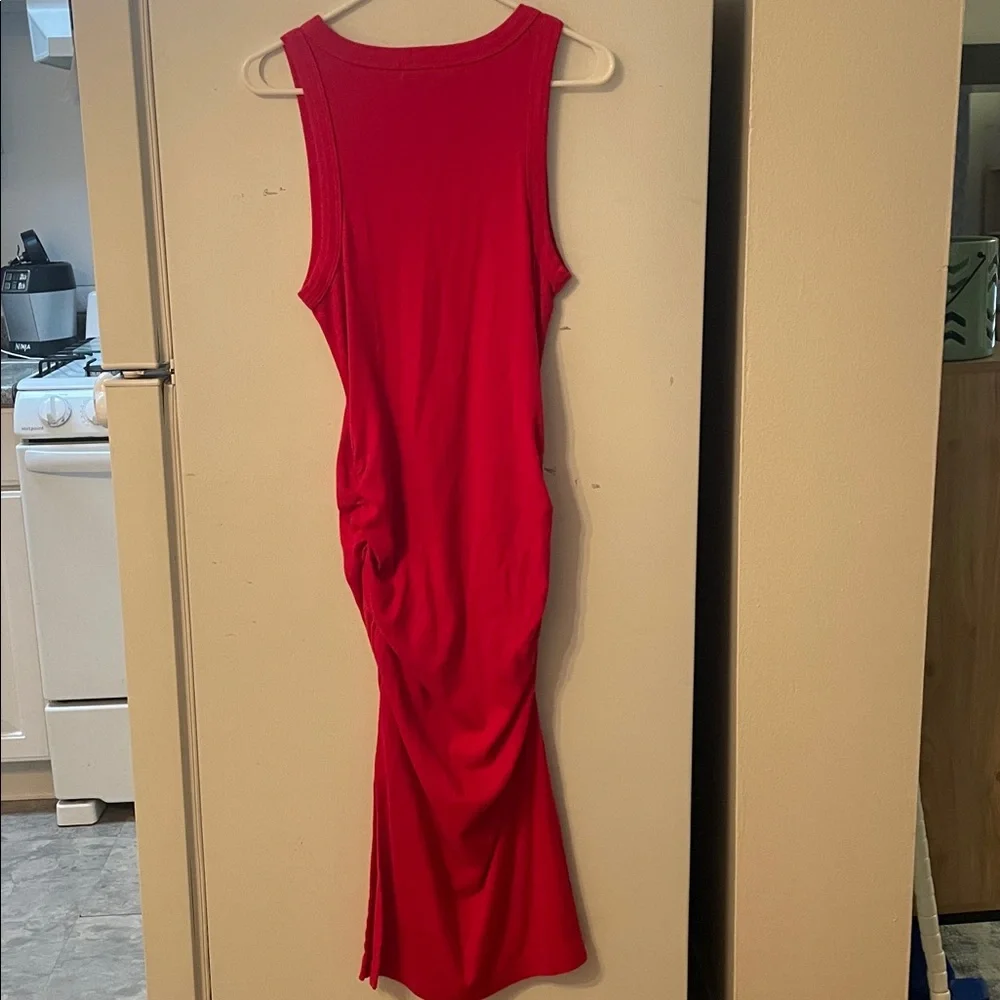 Michael Stars Los Angeles Large Scarlet Red Ribbed Maxi Dress Resort Classic - Picture 7 of 8